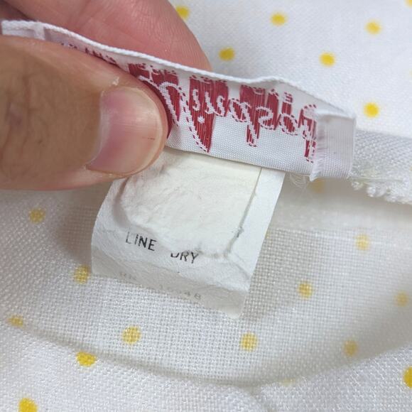 Vintage Kay Windsor Dress Women's Size Large Yellow Polka Dot Sundress Button Up - Picture 8 of 8